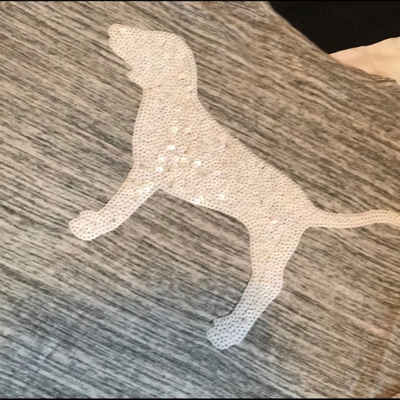 VS PINK💕BLING DOG LOVE PINK LOGO OVERSIZED TEE M - Picture 2 of 5